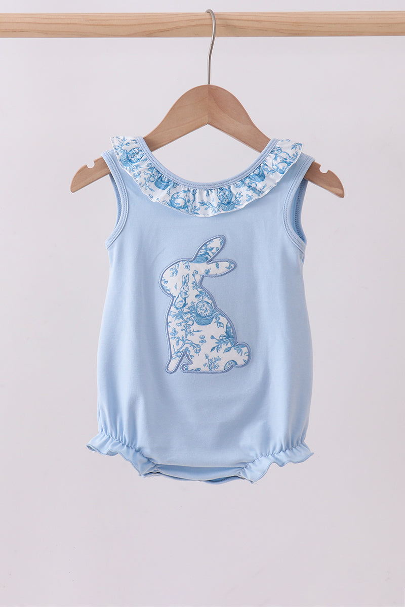 Blue bunny applique ruffle bubble - ARIA KIDS