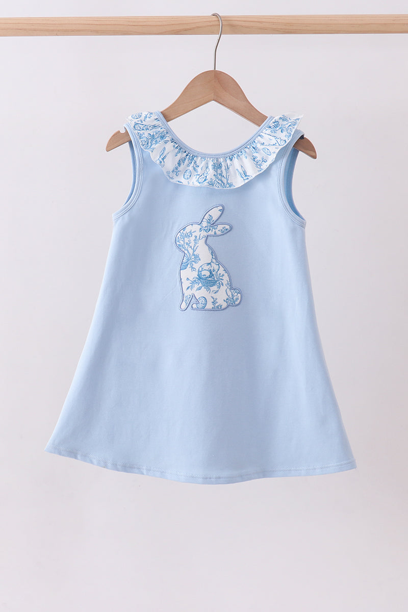 Blue bunny applique ruffle dress - ARIA KIDS