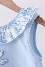 Blue bunny applique ruffle dress - ARIA KIDS