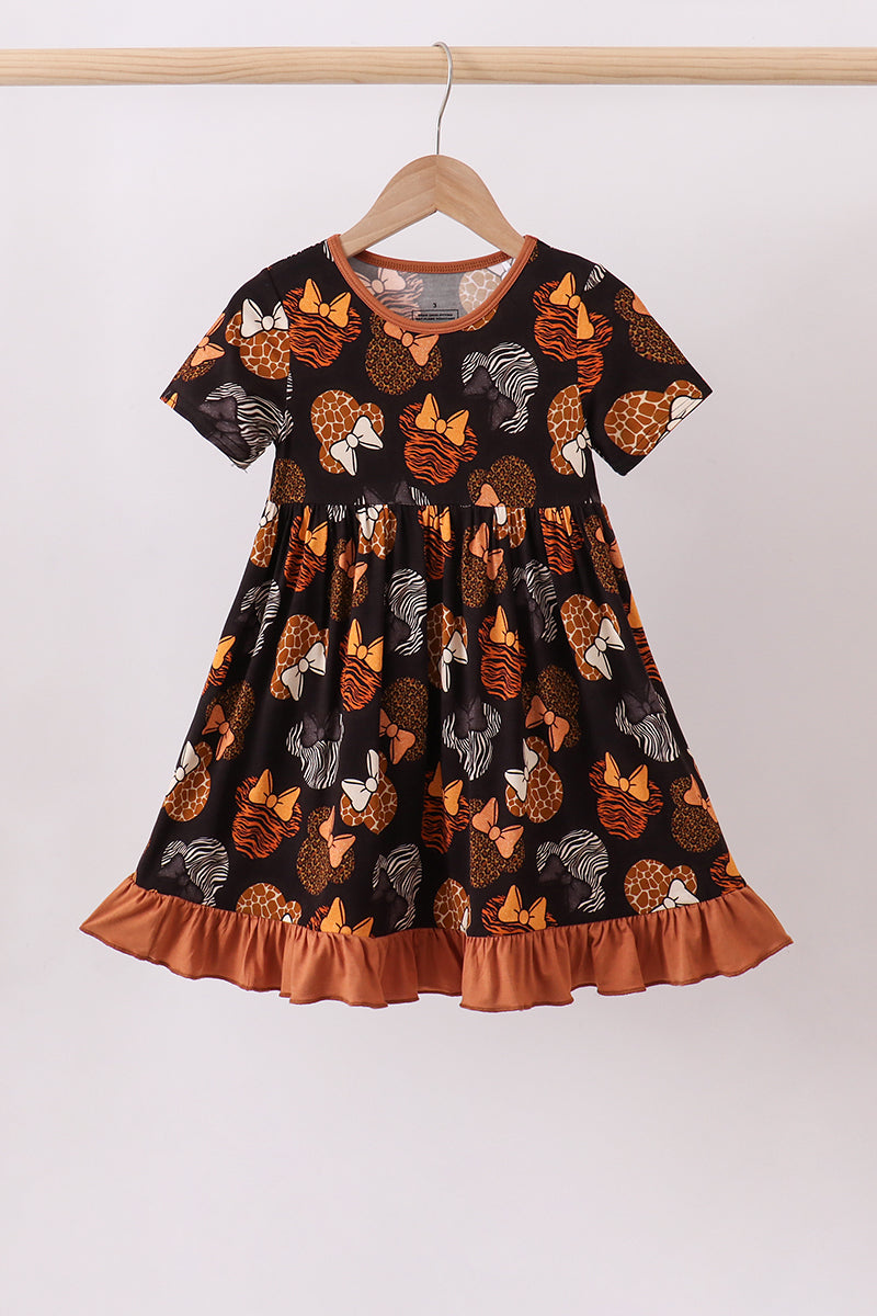 Brown character bamboo dress - ARIA KIDS
