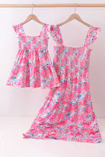 Pink floral smocked ruffle mom&me tiered dress - ARIA KIDS