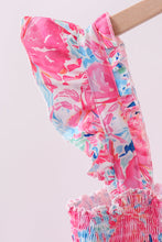 Pink floral smocked ruffle mom&me tiered dress - ARIA KIDS