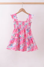 Pink floral smocked ruffle mom&me tiered dress - ARIA KIDS