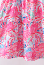 Pink floral smocked ruffle mom&me tiered dress - ARIA KIDS
