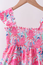 Pink floral smocked ruffle mom&me tiered dress - ARIA KIDS