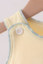 Yellow plaid bunny applique bubble - ARIA KIDS