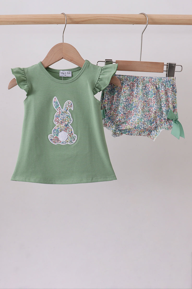 Sage bunny applique bloomer set - ARIA KIDS