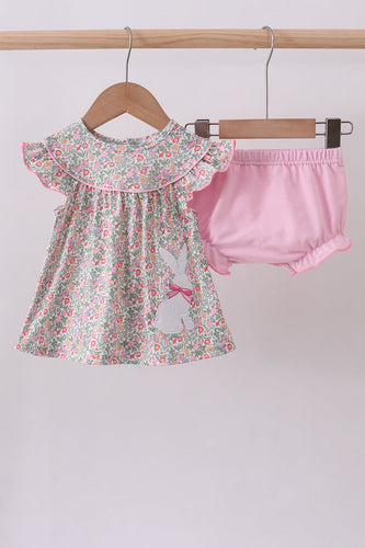 Floral bunny applique ruffle bloomer set - ARIA KIDS