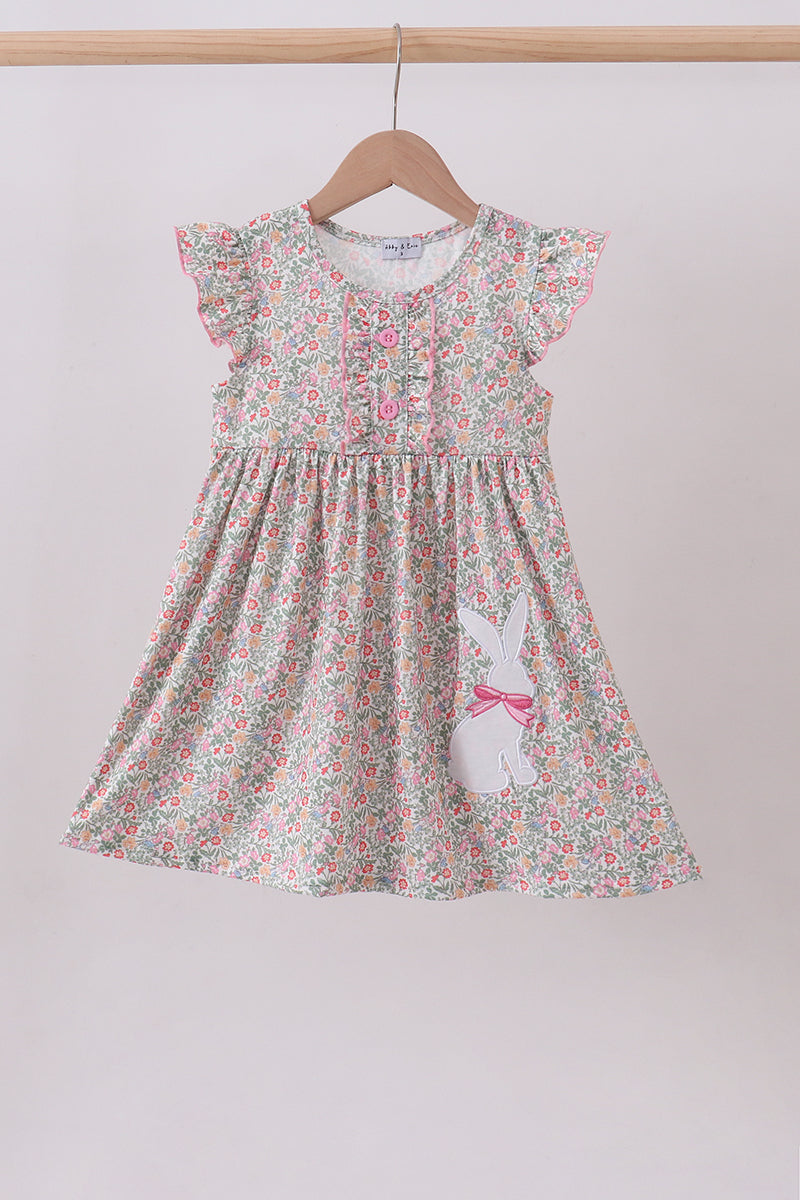 Floral bunny applique ruffle dress - ARIA KIDS