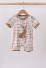 Brown bunny applique plaid romper - ARIA KIDS