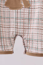 Brown bunny applique plaid romper - ARIA KIDS