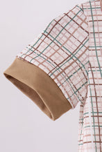 Brown bunny applique plaid romper - ARIA KIDS