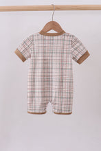 Brown bunny applique plaid romper - ARIA KIDS
