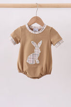 Brown plaid bunny applique bubble - ARIA KIDS