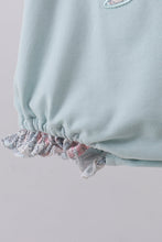 Blue floral bunny applique ruffle bubble