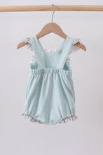 Blue floral bunny applique ruffle bubble