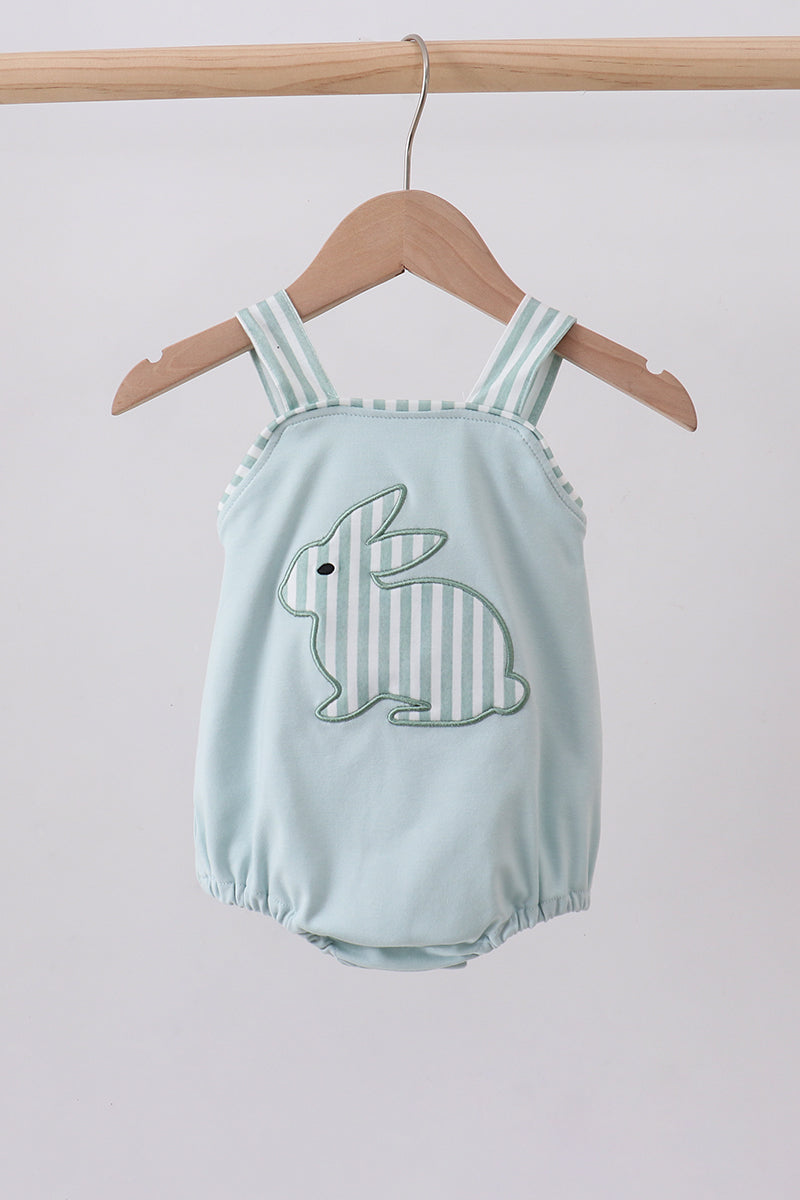 Blue stripe bunny applique bubble - ARIA KIDS