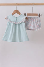 Blue floral bunny applique bloomer set - ARIA KIDS