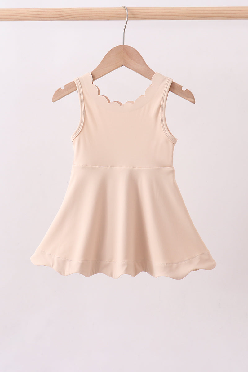 Cream scalloped active dress - ARIA KIDS