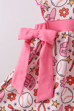 Pink baseball print ruffle shorts set - ARIA KIDS