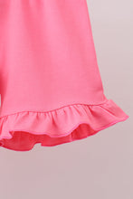 Pink baseball print ruffle shorts set - ARIA KIDS