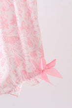 Pink bunny smocked ruffle bow bubble - ARIA KIDS