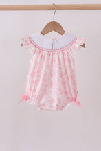 Pink bunny smocked ruffle bow bubble - ARIA KIDS