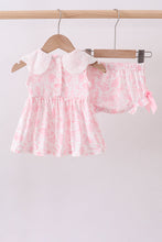 Pink bunny smocked lace collar bow bloomer set - ARIA KIDS