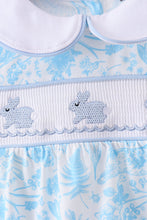 Blue bunny smocked peter pan collar bubble - ARIA KIDS