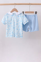Blue bunny smocked peter pan collar shorts set - ARIA KIDS