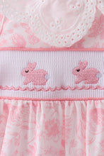Pink bunny smocked lace collar dress - ARIA KIDS