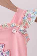 Pink floral cross embroidery ruffle bubble
