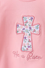 Pink floral cross embroidery ruffle bloomer set