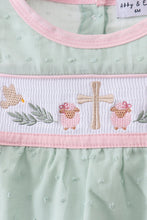 Green swiss dot cross sheep ruffle bubble - ARIA KIDS