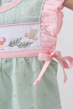Green swiss dot cross sheep ruffle bubble - ARIA KIDS