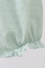 Green swiss dot cross sheep ruffle bubble - ARIA KIDS