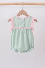 Green swiss dot cross sheep ruffle bubble - ARIA KIDS