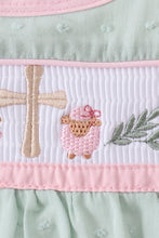 Green swiss dot cross sheep ruffle bloomer set - ARIA KIDS