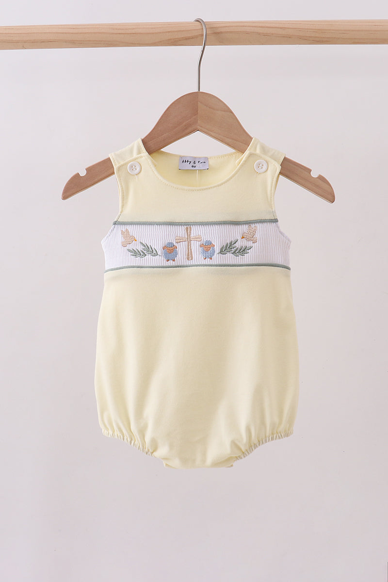 Yellow cross sheep embroidery bubble - ARIA KIDS