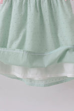Green swiss dot cross sheep ruffle dress - ARIA KIDS