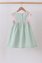 Green swiss dot cross sheep ruffle dress - ARIA KIDS