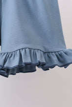Blue plaid duck smocked ruffle shorts set - ARIA KIDS