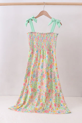 Pink floral smocked tiered dress - ARIA KIDS