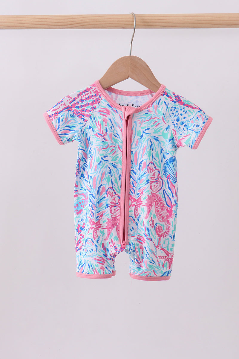 Marine creature bamboo zipper romper - ARIA KIDS