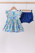 Blue floral print ruffle bloomer set - ARIA KIDS
