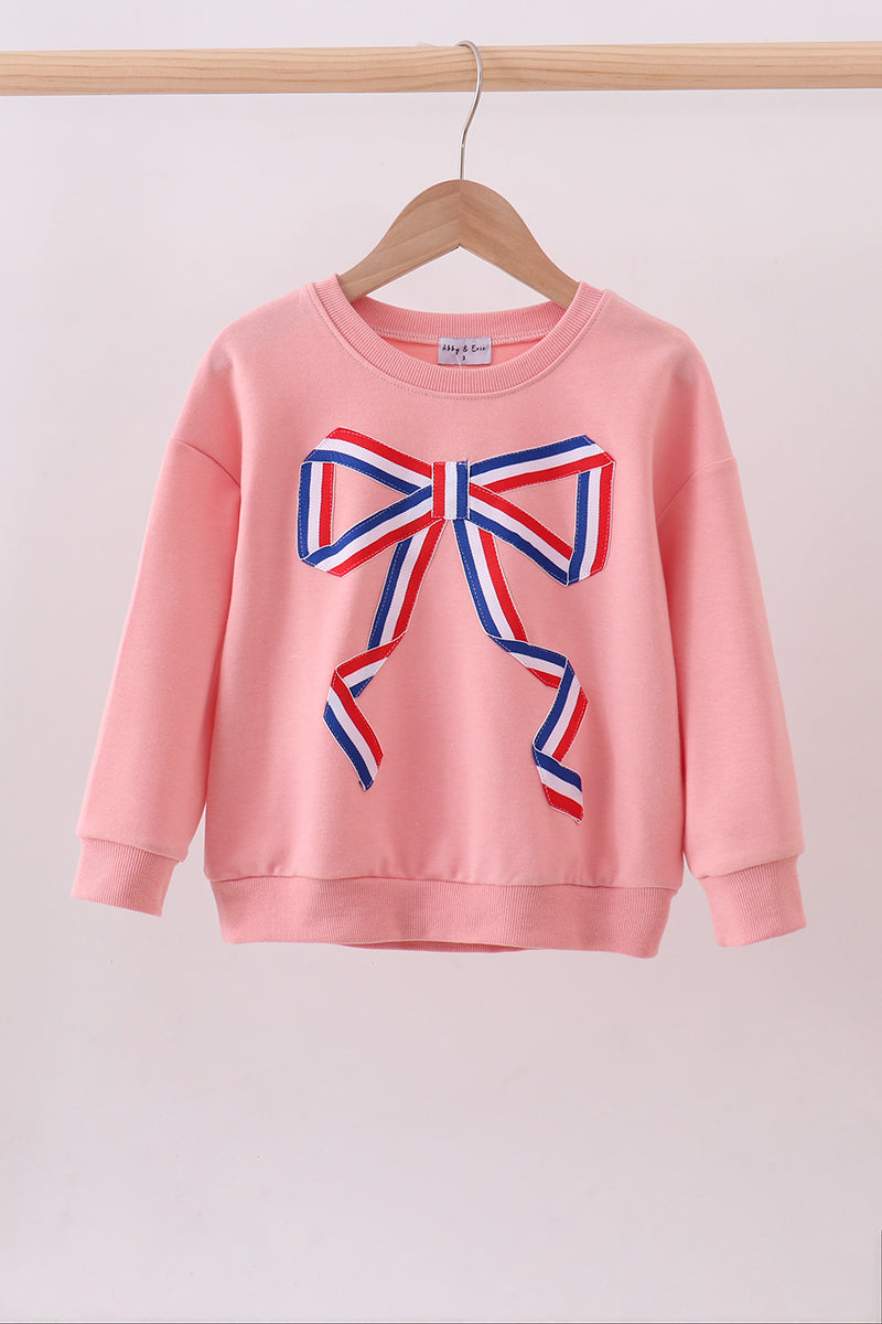 Peach hand-sewn bow mom&me sweatshirt - ARIA KIDS