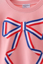 Peach hand-sewn bow mom&me sweatshirt - ARIA KIDS