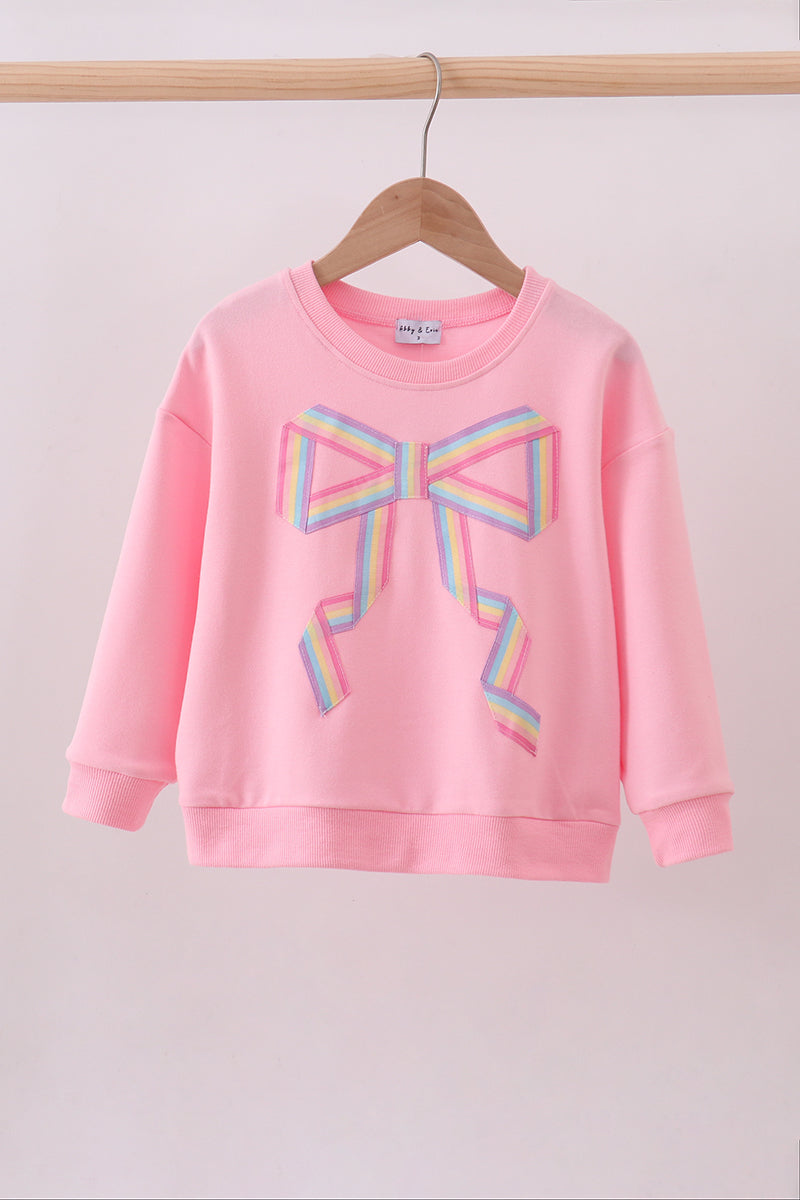 Pink hand-sewn bow mom&me sweatshirt - ARIA KIDS