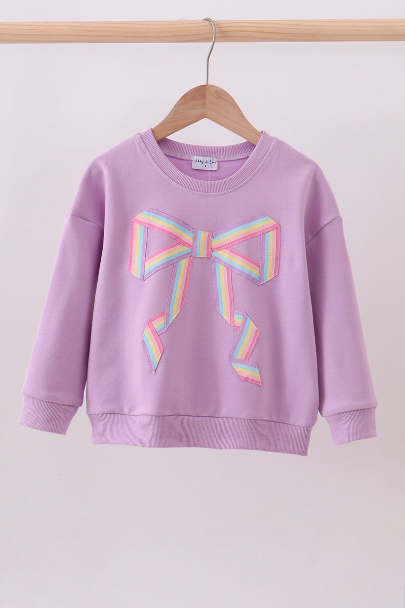 Purple hand-sewn bow mom&me sweatshirt - ARIA KIDS