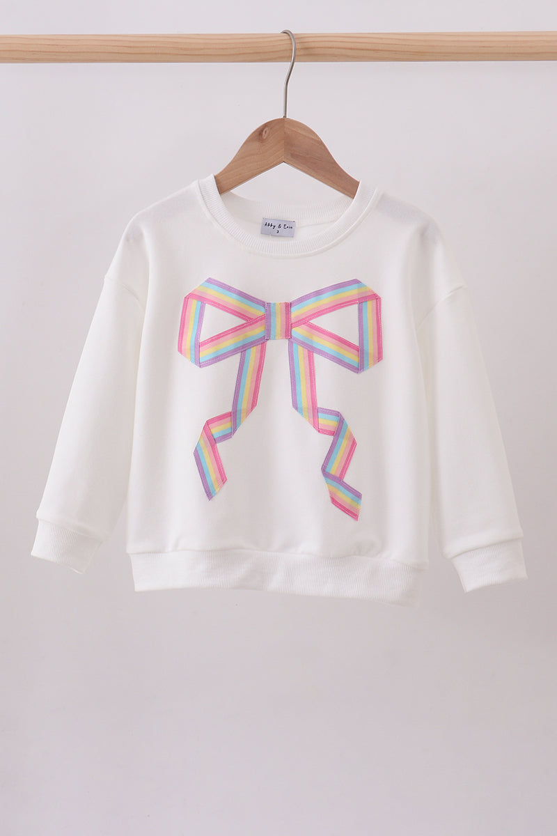 Cream hand-sewn bow mom&me sweatshirt - ARIA KIDS